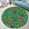 Australia Aboriginal Round Rug - Green Painting With Aboriginal Inspired Dot Round Rug