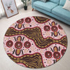 Australia Aboriginal Round Rug - Aboriginal Inspired With Pink Background Round Rug