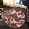 Australia Aboriginal Round Rug - Aboriginal Inspired With Pink Background Round Rug