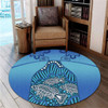 Australia Aboriginal Round Rug - Blue Aboriginal Dot With Fish Round Rug