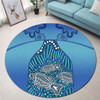 Australia Aboriginal Round Rug - Blue Aboriginal Dot With Fish Round Rug