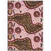 Australia Aboriginal Area Rug - Aboriginal Inspired With Pink Background Area Rug