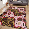 Australia Aboriginal Area Rug - Aboriginal Inspired With Pink Background Area Rug