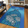 Australia Aboriginal Area Rug - Blue Aboriginal Dot With Fish Area Rug