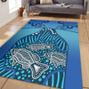 Australia Aboriginal Area Rug - Blue Aboriginal Dot With Fish Area Rug