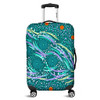 Australia Aboriginal Luggage Cover - Turquoise Dot Dreamtime Luggage Cover