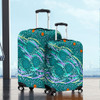 Australia Aboriginal Luggage Cover - Turquoise Dot Dreamtime Luggage Cover