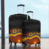 Australia Aboriginal Luggage Cover - Dreaming Trees And Goanna In Dot Pattern Luggage Cover