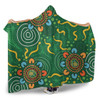 Australia Aboriginal Hooded Blanket - Green Painting With Aboriginal Inspired Dot Hooded Blanket