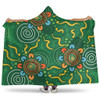 Australia Aboriginal Hooded Blanket - Green Painting With Aboriginal Inspired Dot Hooded Blanket