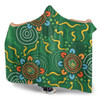 Australia Aboriginal Hooded Blanket - Green Painting With Aboriginal Inspired Dot Hooded Blanket