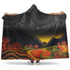 Australia Aboriginal Hooded Blanket - Rainbow Serpent Dreamtime Land Art Inspired Hooded Blanket