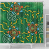 Australia Aboriginal Shower Curtain - Green Painting With Aboriginal Inspired Dot Shower Curtain