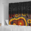 Australia Aboriginal Shower Curtain - Dreaming Trees And Goanna In Dot Pattern Shower Curtain