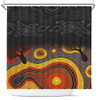 Australia Aboriginal Shower Curtain - Dreaming Trees And Goanna In Dot Pattern Shower Curtain