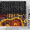 Australia Aboriginal Shower Curtain - Dreaming Trees And Goanna In Dot Pattern Shower Curtain