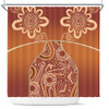 Australia Aboriginal Shower Curtain - Brown Kangaroo In Aboriginal Dot Art Shower Curtain