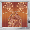 Australia Aboriginal Shower Curtain - Brown Kangaroo In Aboriginal Dot Art Shower Curtain