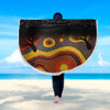 Australia Aboriginal Beach Blanket - Dreaming Trees And Goanna In Dot Pattern Beach Blanket