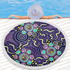 Australia Aboriginal Beach Blanket - Purple Painting With Aboriginal Inspired Dot Beach Blanket