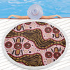 Australia Aboriginal Beach Blanket - Aboriginal Inspired With Pink Background Beach Blanket