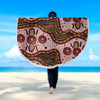 Australia Aboriginal Beach Blanket - Aboriginal Inspired With Pink Background Beach Blanket