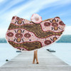 Australia Aboriginal Beach Blanket - Aboriginal Inspired With Pink Background Beach Blanket