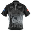 Australia Anzac Day Zip Polo Shirt - Lest We Forget Black Zip Polo Shirt