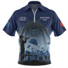Australia Anzac Day Zip Polo Shirt - Lest We Forget Blue Zip Polo Shirt