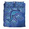 Australia Aboriginal Bedding Set - Blue Aboriginal Style Of Dot Kangaroo Artwork  Bedding Set