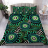 Australia Aboriginal Bedding Set - Green Aboriginal Dot Art Background Bedding Set