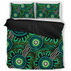 Australia Aboriginal Bedding Set - Green Aboriginal Dot Art Background Bedding Set