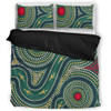 Australia Aboriginal Bedding Set - Green Aboriginal Dot Art Style Vector Painting Bedding Set