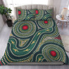 Australia Aboriginal Bedding Set - Green Aboriginal Dot Art Style Vector Painting Bedding Set
