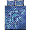 Australia Aboriginal Quilt Bed Set - Blue Aboriginal Style Of Dot Kangaroo Artwork  Quilt Bed Set