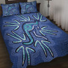 Australia Aboriginal Quilt Bed Set - Blue Aboriginal Style Of Dot Kangaroo Artwork  Quilt Bed Set