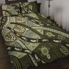 Australia Aboriginal Quilt Bed Set - Green Turtle Aboriginal Painting Quilt Bed Set