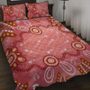 Australia Aboriginal Quilt Bed Set - Pink Aboriginal Dot Art Background Quilt Bed Set
