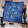 Australia Aboriginal Quilt - Blue Aboriginal Style Of Dot Kangaroo Artwork  Quilt