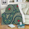 Australia Aboriginal Blanket - Green Aboriginal Dot Art Style Vector Painting Blanket