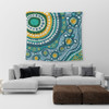 Australia Aboriginal Tapestry - Turquoise Aboriginal Dot Art With Turtle  Tapestry