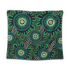 Australia Aboriginal Tapestry - Green Aboriginal Dot Art Background Tapestry