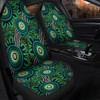 Australia Aboriginal Car Seat Cover - Green Aboriginal Dot Art Background Car Seat Cover