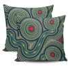 Australia Aboriginal Pillow Cases - Green Aboriginal Dot Art Style Vector Painting Pillow Cases