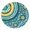 Australia Aboriginal Round Rug - Turquoise Aboriginal Dot Art With Turtle  Round Rug