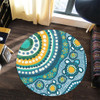 Australia Aboriginal Round Rug - Turquoise Aboriginal Dot Art With Turtle  Round Rug