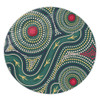 Australia Aboriginal Round Rug - Green Aboriginal Dot Art Style Vector Painting Round Rug
