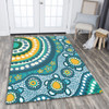 Australia Aboriginal Area Rug - Turquoise Aboriginal Dot Art With Turtle  Area Rug