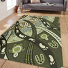 Australia Aboriginal Area Rug - Green Turtle Aboriginal Painting Area Rug