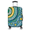 Australia Aboriginal Luggage Cover - Turquoise Aboriginal Dot Art With Turtle  Luggage Cover